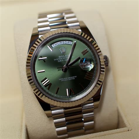rolex day date 40mm 18k white gold anniversary dial